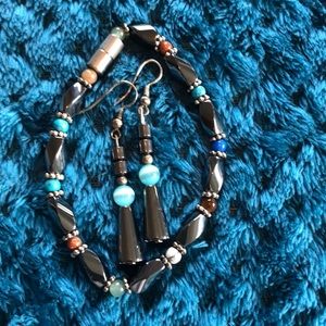 Magnetic Gemstone Bracelet and Earrings Set